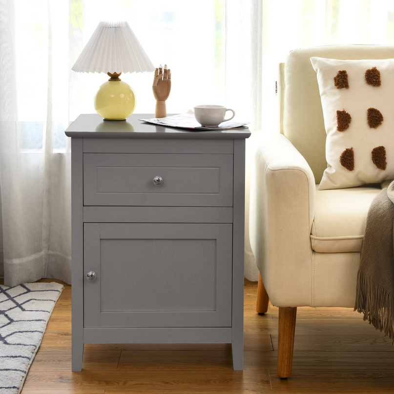 Wooden End Table W/Shelf - Giantex