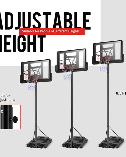 Giantex Portable Basketball Hoop, Height Adjustable 8.5-10 Ft with 39 Inch Backboard, Sandbag