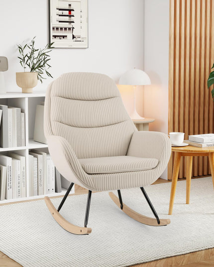 Giantex Rocking Chair Nursery Upholstered Glider Rocker with Padded Backrest & Seat