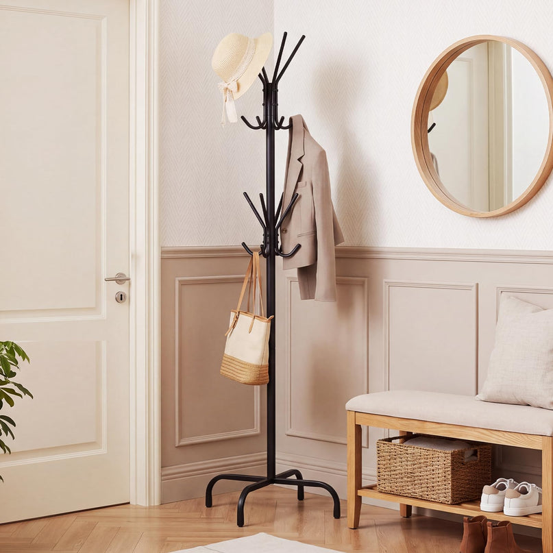 GIANTEX Metal Coat Rack Freestanding with 16 Hooks & 4 Legs
