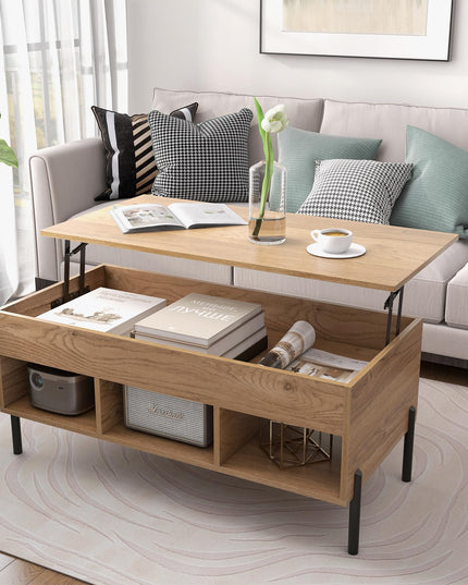Giantex Lift Top Coffee Table - Living Room Center Table with Lifting Tabletop, Natural