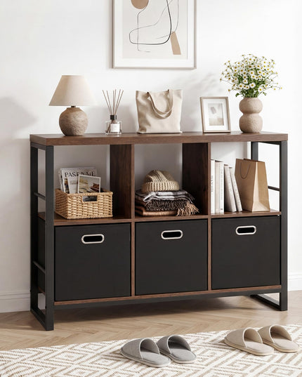 GIANTEX 6 Cube Storage Organizer with 3 Storage Bins 2-Tier Bookcase