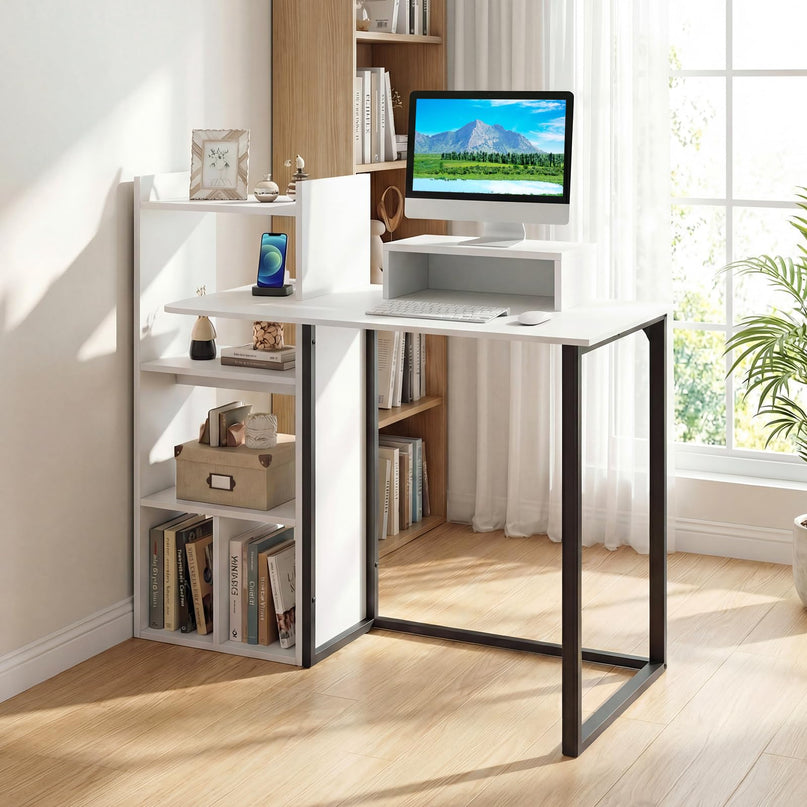 Giantex 43.5" Computer Desk with Power Outlets for Small Spaces