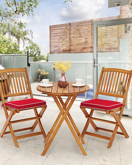 Giantex 3Pcs Patio Bistro Set, Wood Folding Table Set