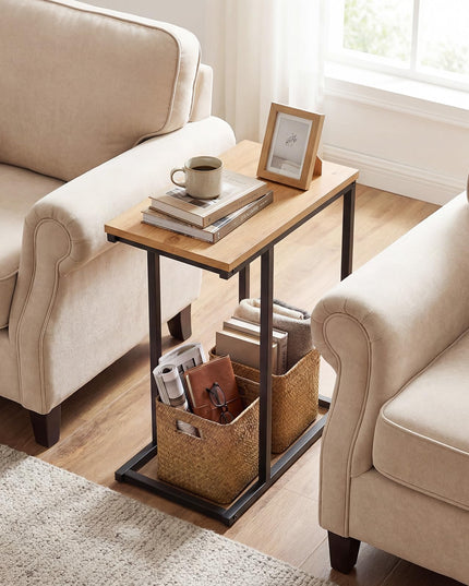 Table d'appoint en C Giantex avec cadre métallique et plateau spacieux, lot de 1/2