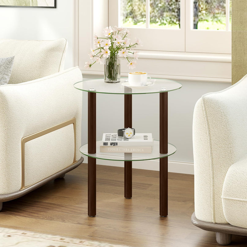 Giantex Round End Table for Living Room Bedroom Home Office