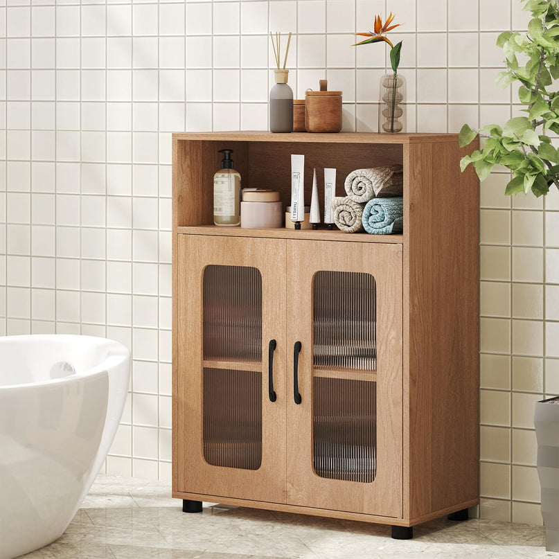 Giantex Bathroom Storage Cabinet with 2 Doors & 3-Level Adjustable Shelf
