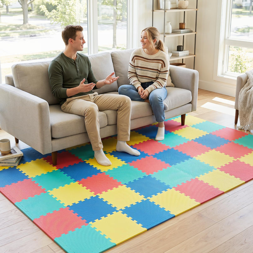 Giantex 0.4" Thick Non-Slip Interlocking Exercise Mat with Borders