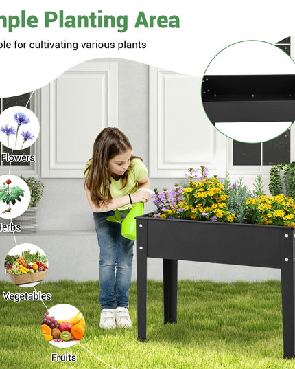 Giantex Raised Garden Bed, Metal Planter Box with Legs, Drain Hole, Outdoor Indoor Elevated Garden Box