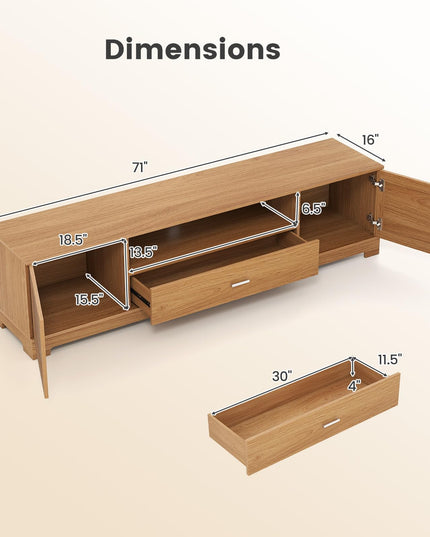 Meuble TV moderne de style ferme Giantex avec armoires de rangement et tiroir pour téléviseurs de 60 à 80 pouces