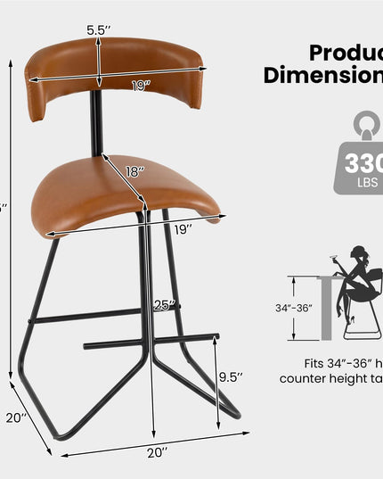 Giantex 25" Faux Leather Upholstered Armless Counter Height Chairs with Metal Legs & Footrest