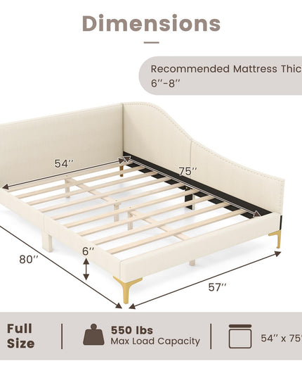 Giantex Upholstered Daybed, Rivet-Tufted Platform Bed with Headboard