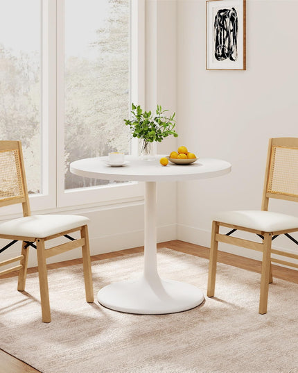 Giantex Rubber Wood Kitchen Chair w/Linen Padded Seat & Rattan Backrest No Assembly