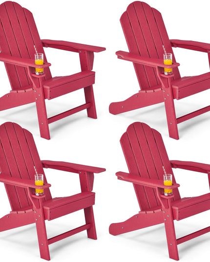 Adirondack Chair with Cup Holder, Outdoor Patio Weather Resistant Chair