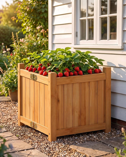 GIANTEX 15" Folding Wooden Planter Box with Removable Bottom