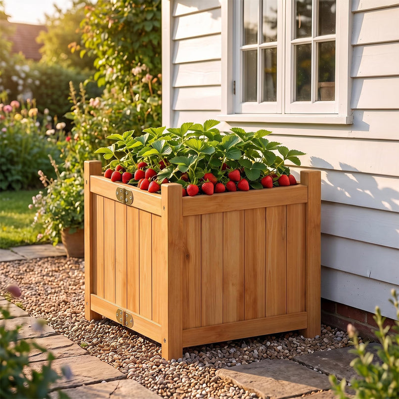 GIANTEX 15" Folding Wooden Planter Box with Removable Bottom