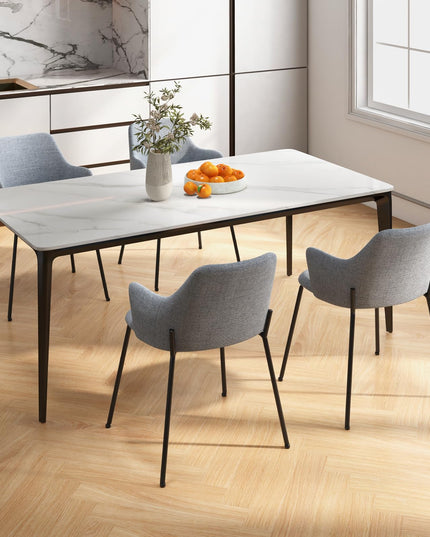 Giantex Dining Chairs Set, Upholstered Accent Chairs w/Curved Backrest