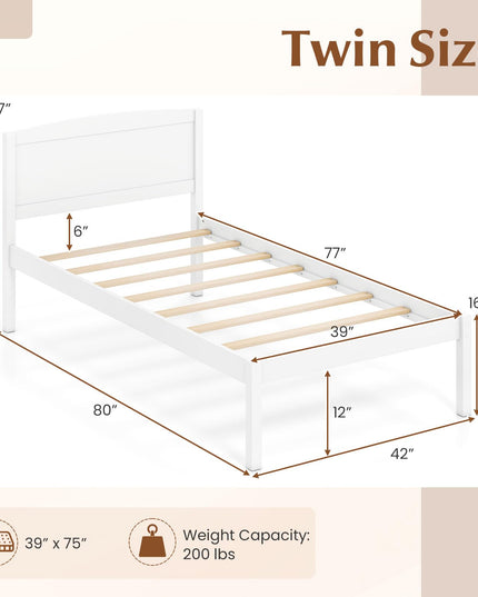 Giantex Twin/Queen/King/Full Size Wooden Bed Frame with Curved Headboard
