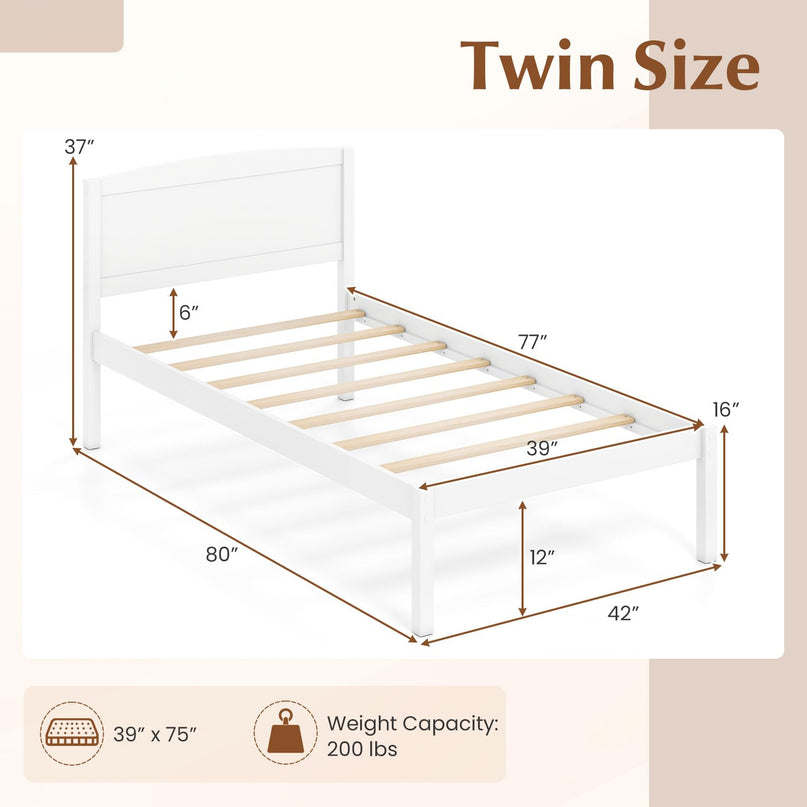 Giantex Twin/Queen/King/Full Size Wooden Bed Frame with Curved Headboard