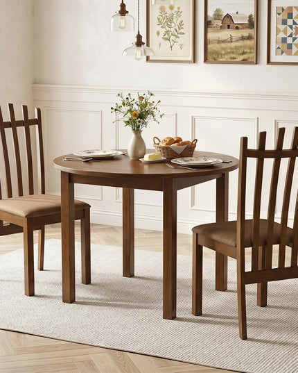 Giantex Wood Dining Chairs Set w/ Linen Fabric Seat & Rubber Wood Frame