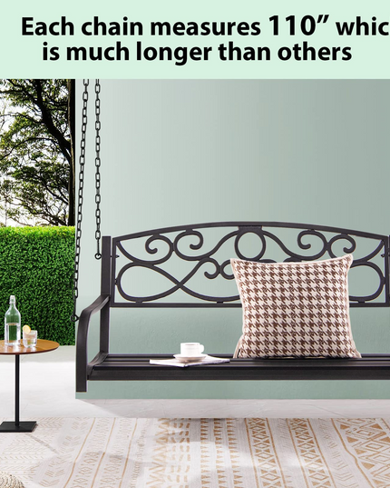 Metal Porch Swings 2 Person Outdoor Hanging Garden Bench with Sturdy Chains