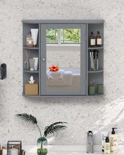 Giantex Mirrored Bathroom Medicine Cabinet - Wall Mounted Bathroom Hanging Cabinet with Single Door