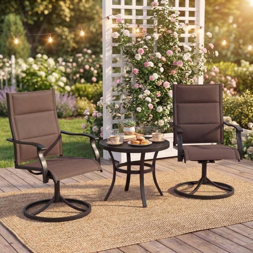 Giantex Patio Swivel Chairs Set of 2/4 w/Padded Seat & High Back