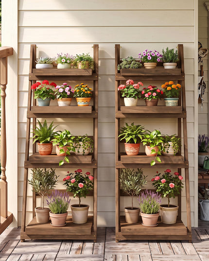 GIANTEX 4-Tier Foldable Wooden Plant Stand