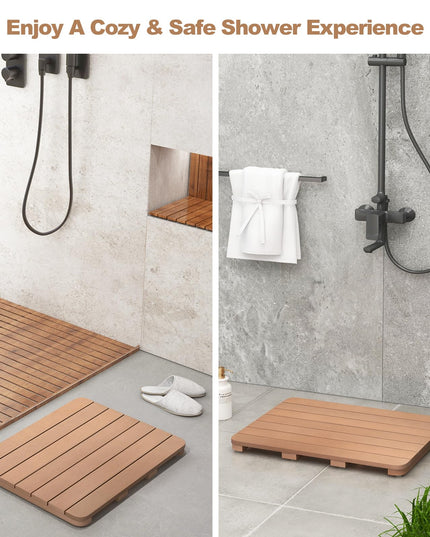 Giantex Waterproof Bath Mat, Shower Mat for Bathroom Inside, Outdoor HIPS Floor Mat with Non Foot Pads