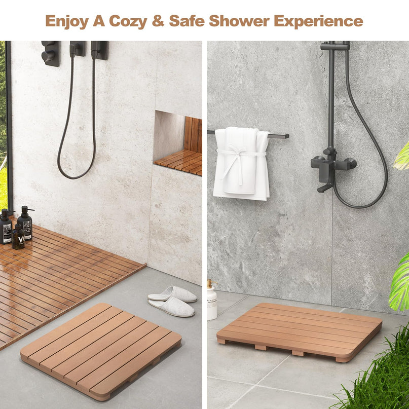 Giantex Waterproof Bath Mat, Shower Mat for Bathroom Inside, Outdoor HIPS Floor Mat with Non Foot Pads