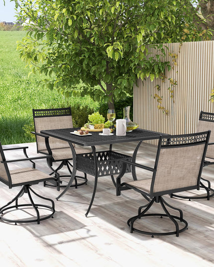 Giantex Swivel Outdoor Chairs, Patio Dining Chairs, Round Steel Base