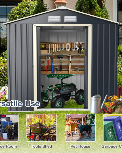 Outdoor Storage Shed with Double Sliding Door