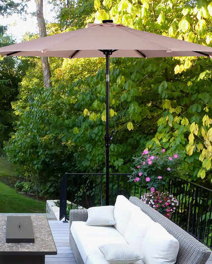 Giantex Patio Umbrella with Base Stand, 10ft Solar Led Lights Outdoor Umbrella and 50 LBS Steel Umbrella Base Stand w/ Wheels