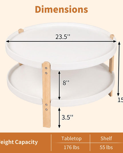 GIANTEX 23.5" 2-Tier Coffee Table with Storage