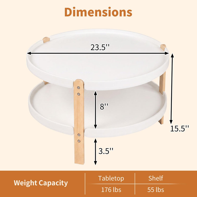 GIANTEX 23.5" 2-Tier Coffee Table with Storage