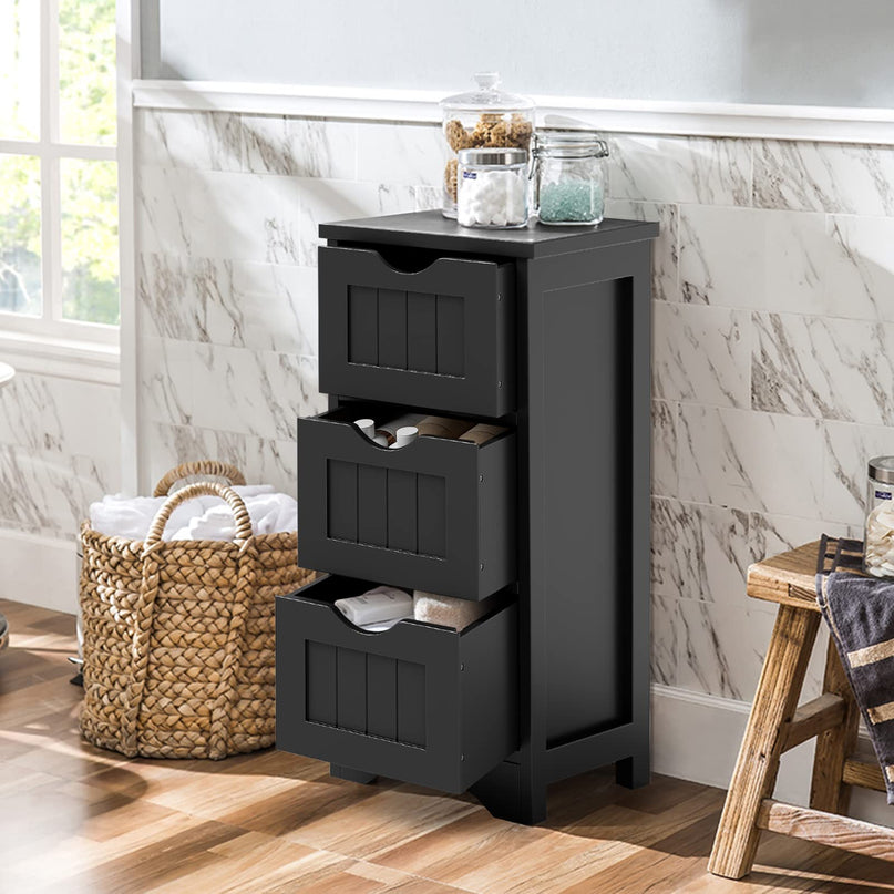 Giantex Bathroom Floor Cabinet - Small Bathroom Storage Cabinet with 3 Removable Drawers