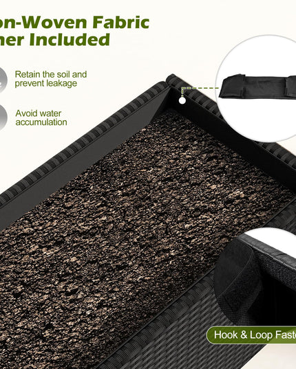 GIANTEX Wicker Raised Garden Bed w/Wheels for Vegetable Flower Herb Porch Balcony