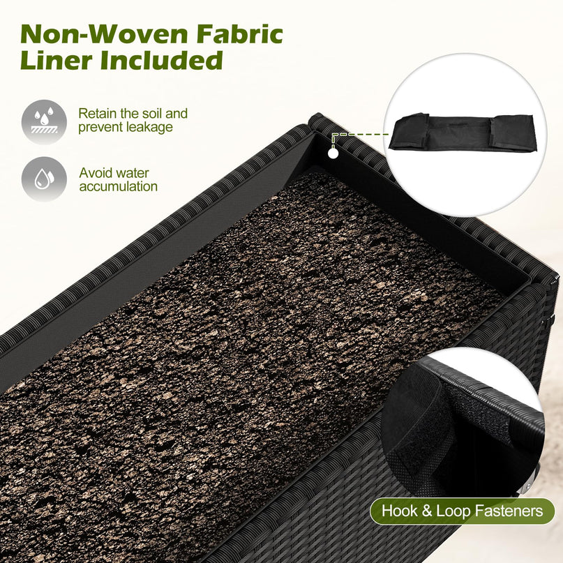 GIANTEX Wicker Raised Garden Bed w/Wheels for Vegetable Flower Herb Porch Balcony