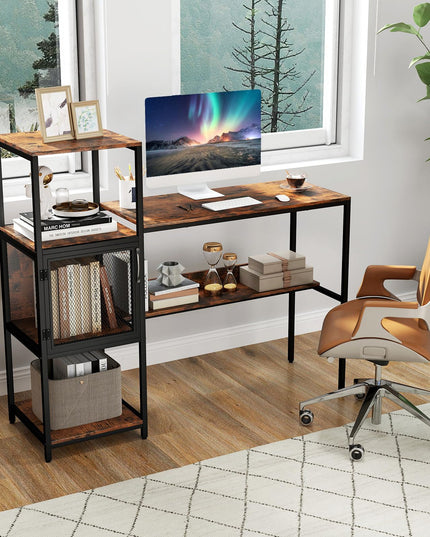 Giantex Modern Computer Workstation Home Office Desk with Storage Cabinet and Shelves