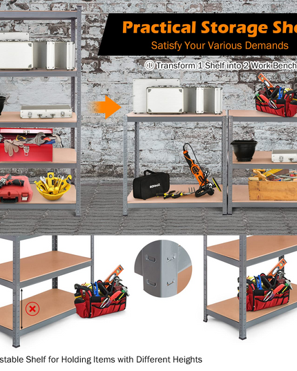 Storage Shelving Rack Utility Shelf 5-Tier | Heavy Duty 2750LBS Garage Shelves Shelving