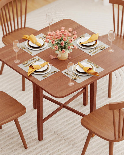 Giantex Table à Manger Extensible 91 cm avec Abattants, Piètement en X et Pieds en Bois d'Hévéa