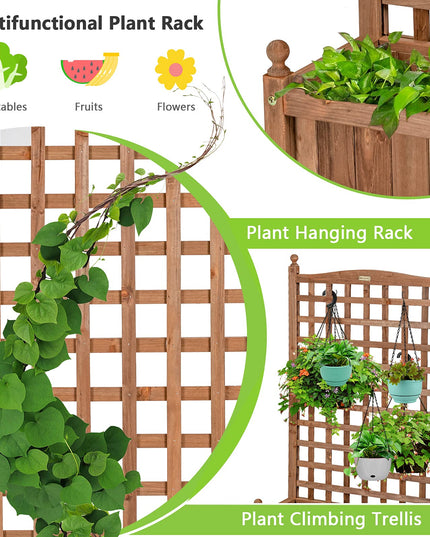 Giantex Mobile Plant Raised Bed with Lattice Trellis and Wheels