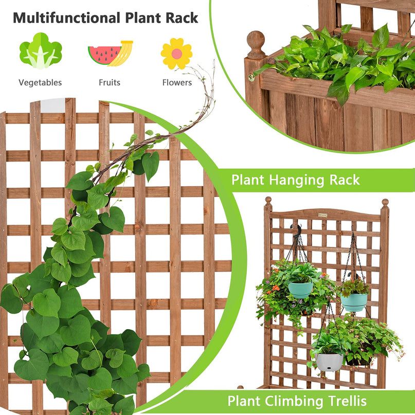 Giantex Mobile Plant Raised Bed with Lattice Trellis and Wheels