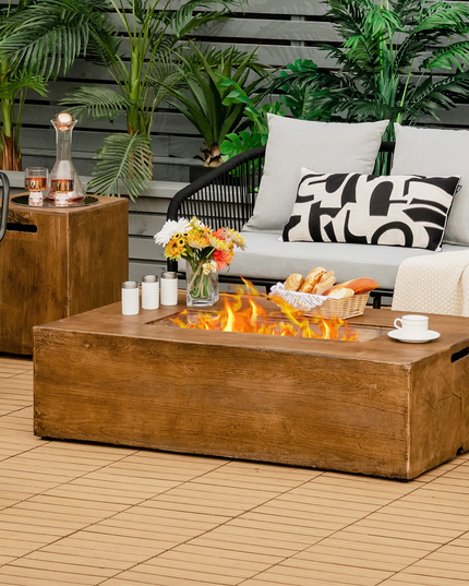 Giantex Gas Fire Pit Table, 48 Inch 50,000 BTU Outdoor Propane Firepit Table