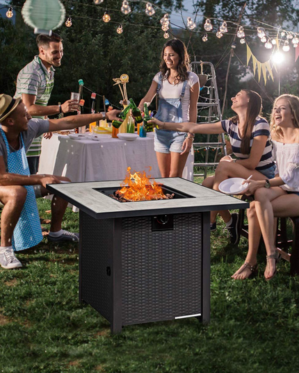 Giantex Propane Fire Pit Table, 30 inch 50,000 BTU Square Gas Firepits w/ Ceramic Tabletop