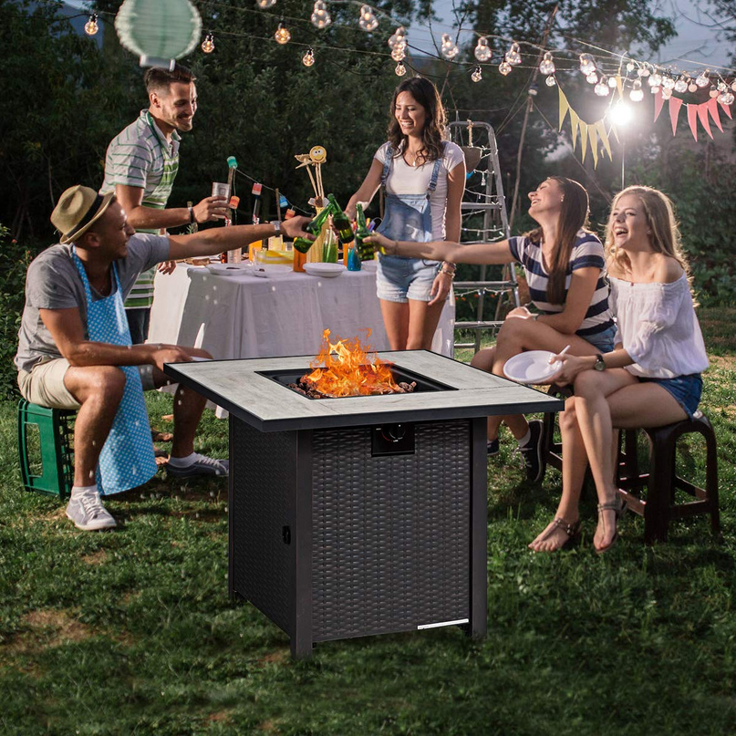 Giantex Propane Fire Pit Table, 30 inch 50,000 BTU Square Gas Firepits w/ Ceramic Tabletop
