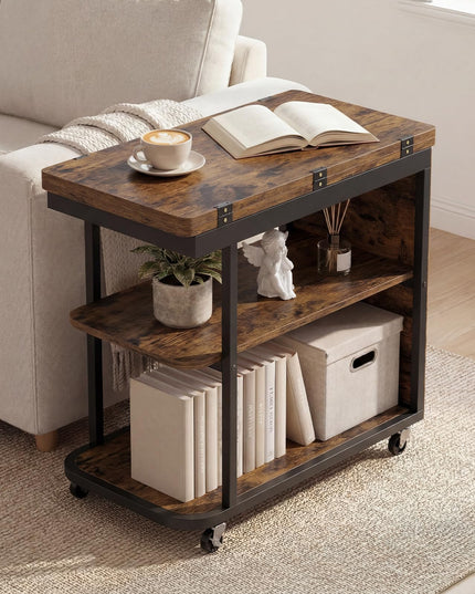 Giantex 3-Tier Mobile Side Table with Foldable Top & Universal Wheels (1/2)