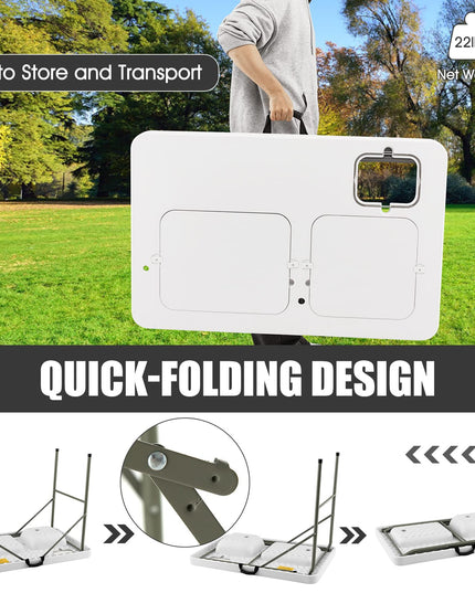 Giantex Fish Cleaning Table with 2 Sinks, Faucet, Garage Holder, Portable Folding Camping Table with Measuring Mark