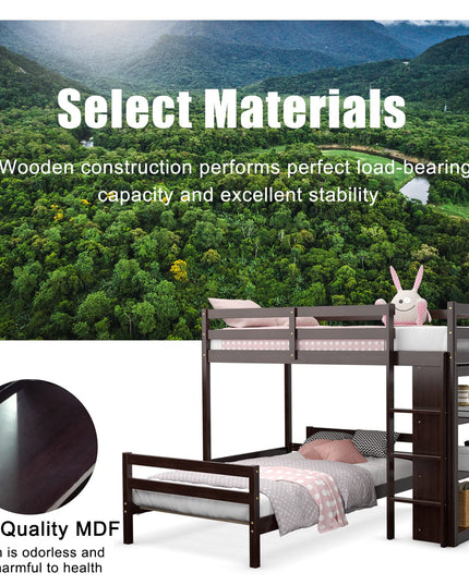 Giantex Twin Over Twin Loft Bed w/ Bookcase, Bunk Bed w/ 12.5" Full-Length Guardrail & Ladder