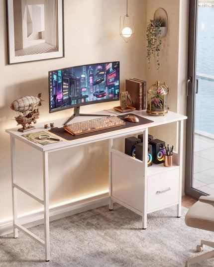 Giantex White Computer Desk w/Open Shelf and Storage Drawer
